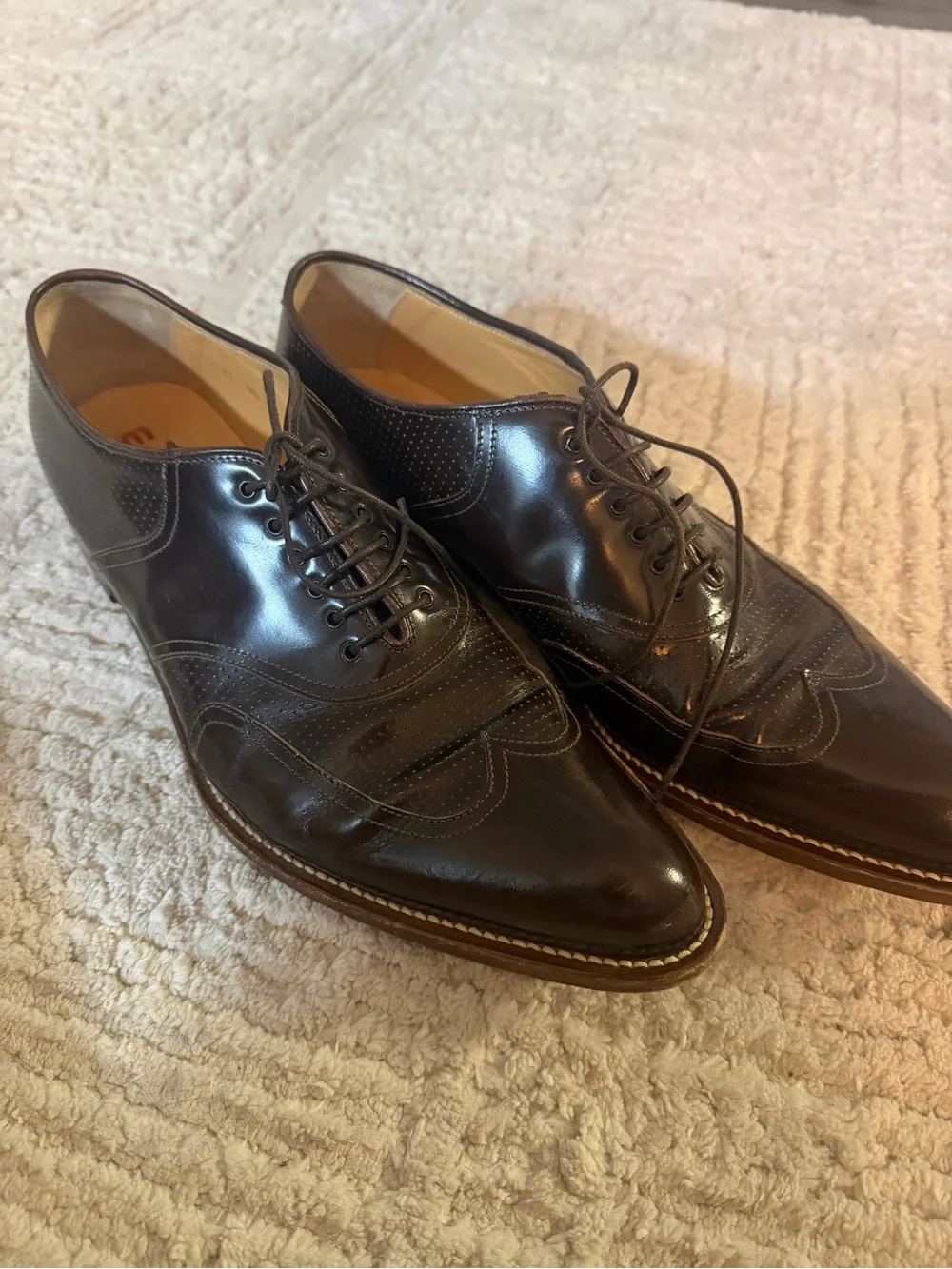 Miu Miu Dark Brown Leather Wingtip Derby Shoes
